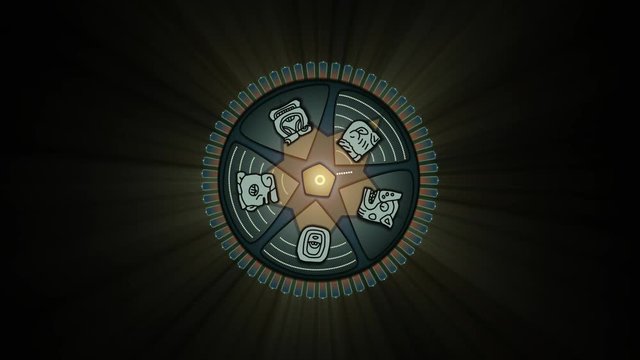 mechanical wheel (maya zodiac mandala clock loop) green