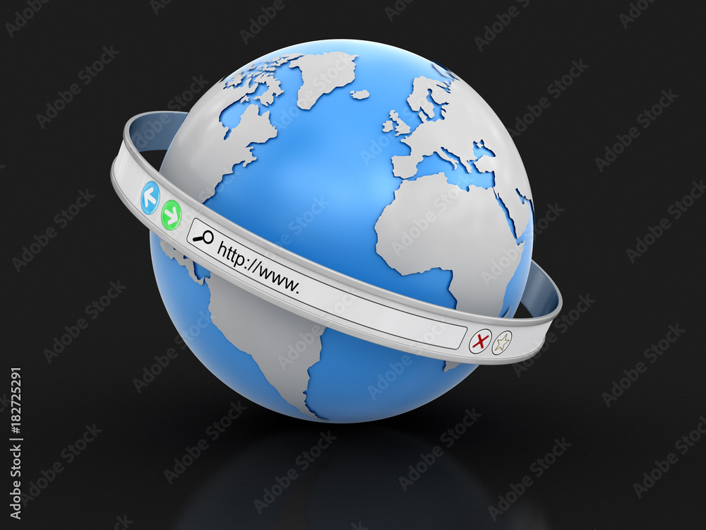 Poster web browser screen around the earth. image with clipping path