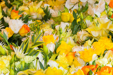 Fototapeta premium mixed of fresh colorful flower bouquet in market
