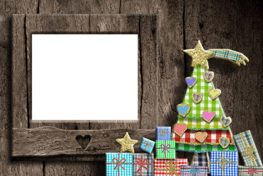 Christmas empty photo frame greeting card