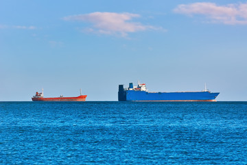 Fototapeta premium Cargo Ships at Anchorage