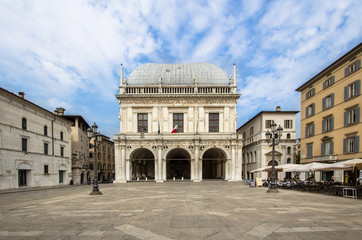 Fototapeta na wymiar Piazza Loggia in Brescia, Italy
