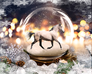 Mustang Horse Snow Globe 
