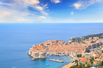 Beautiful view of the historic city of Dubrovnik, Croatia on a sunny day.