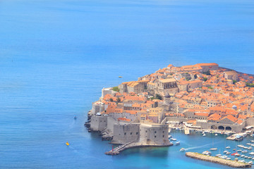 Beautiful view of the historic city of Dubrovnik, Croatia on a sunny day.
