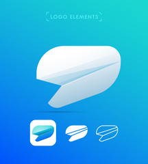 Vector abstract futuristic origami letter d and arrow logo design template. Material design, flat and line-art style. Application icon