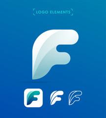 Vector abstract origami ECO letter F logo design template. Material design, flat and line-art style. Application icon