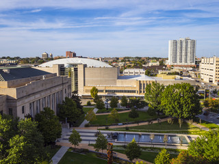 Fototapeta na wymiar Aerial view over visual arts center in Oklahoma City