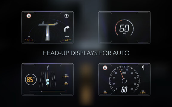 Modern head up display and elements for it. HUD interface. Vector Illustration.