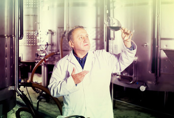 Positive wine maker controls quality of wine