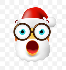 Christmas Time . Cute Surprised Emoticon on White Background. Isolated Vector Illustration 
