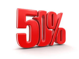 Sign 50%. Image with clipping path