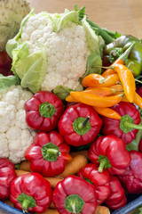 autumn vegetables ,carrots, cauliflower ,bell peppers and celery