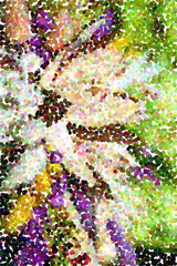 Abstract multicolored pointillist painting for background - big flower