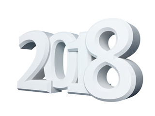 New 2018 year white 3D figures