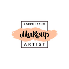 Makeup artist fashion logo. Lettering illustration.