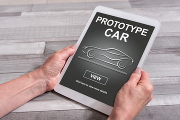 Prototype car concept on a tablet
