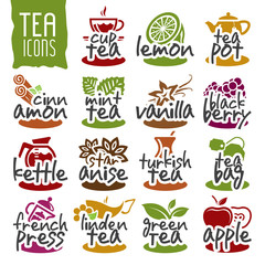 Tea icon set