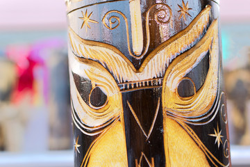 Masks made of cane, handicrafts on display