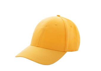 Baseball cap yellow templates, front views isolated on white background