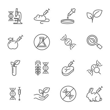 GMO set of vector icons line style