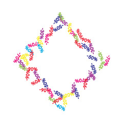 Sale Banner Confetti. Vector Falling Discount Prices -10, -20, -30, -40, -50, -70, -90 Sticker. Holidays Shopping Promotion Ads. Rebate Badge, Price Discount Cool Sale Banner, Border or Frame