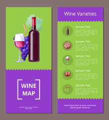 Wine Varieties Map Vector Illustration Icons Set