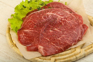 Raw beef schnitzel