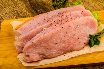 Raw turkey steak