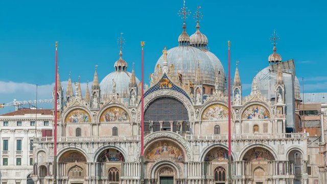 Basilica of St Mark timelapse. It is cathedral church of Roman Catholic Archdiocese of Venice