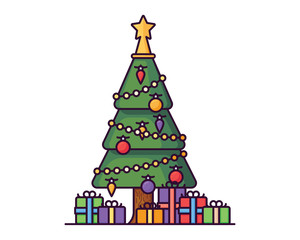 Christmas tree isolated vector object