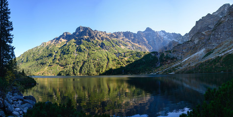 Mountain lake Morskie Oko in Tatra National Park, Poland. Picturesque lake in the mountains landscape © Roman
