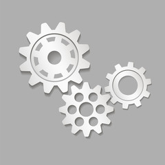 Set of gears on a gray background. Vector illustration.