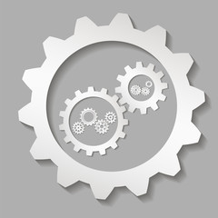 Set of gears on a gray background. Vector illustration.