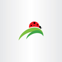 ladybug on leaf logo icon vector
