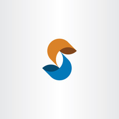 s letter logo icon symbol orange blue vector sign