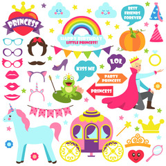 Fairy Tale Carnaval Icons Vector Illustration Set