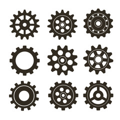 Set of gears on a white background. Vector illustration.