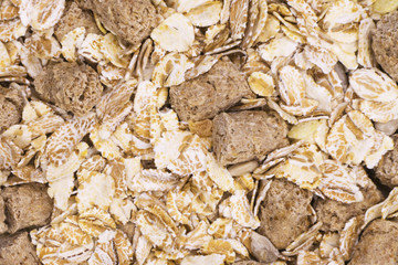 The texture of the bran flakes. Useful nutrition. The background substrate.