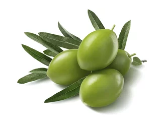 Fototapeten Green olives bunch isolated on white © kovaleva_ka