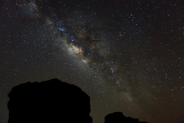 Milky way galaxy over night sky in Thailand