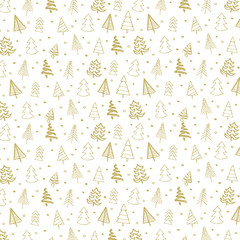 Hand drawn Christmas trees doodle background