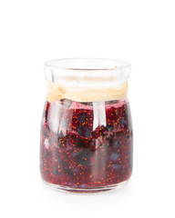 Blueberry homemade jam on white background