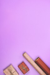 The items for registration of gifts and other tools on a colored background.