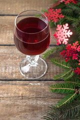 red wine in a glass on a festive background
