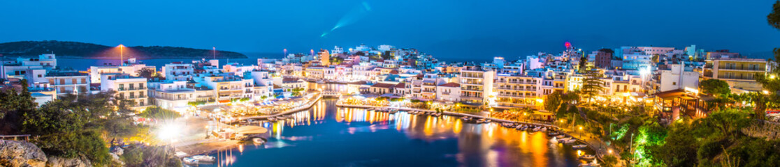 Agios Nikolaos, Crete, Greece. Panoramic photo. Agios Nikolaos is a beautiful town town in the...