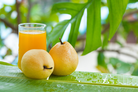 Fresh yellow pear tropic fruit summer refreshment smoothie shake