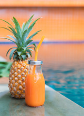Fresh yellow pineapple tropic fruit summer refreshment smoothie