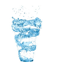 water splash in glass isolated on white background
