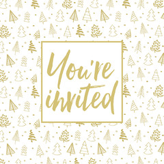 Hand drawn Christmas tree background with message